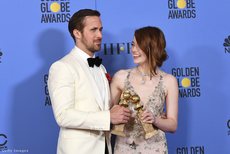 A Kaliforniai álom, azaz a LA LA LAnd főszereplői: Emma Stone és Ryan Gosling.