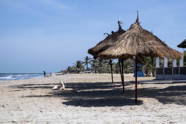 Üres tengerpart Gambiában, ahonnan a napokban elkezdték evakuálni a turistákat.