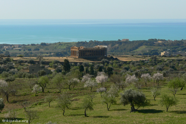 A Concordia-templom madártávlatból, Agrigento