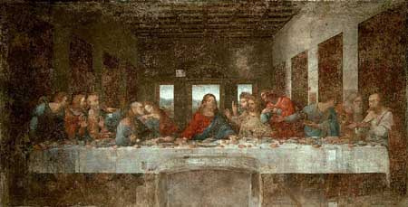 Leonardo híres képe az utolsó vacsoráról.