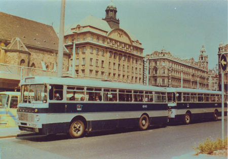 Ikarus 556-os buszok a Március 15. téri végállomáson