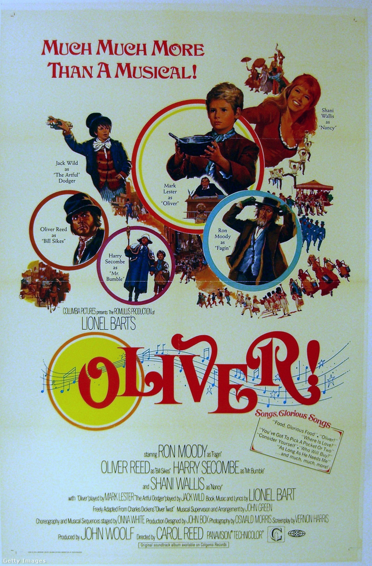 A Carol Reed rendezésében készült Olivér moziplakátja.