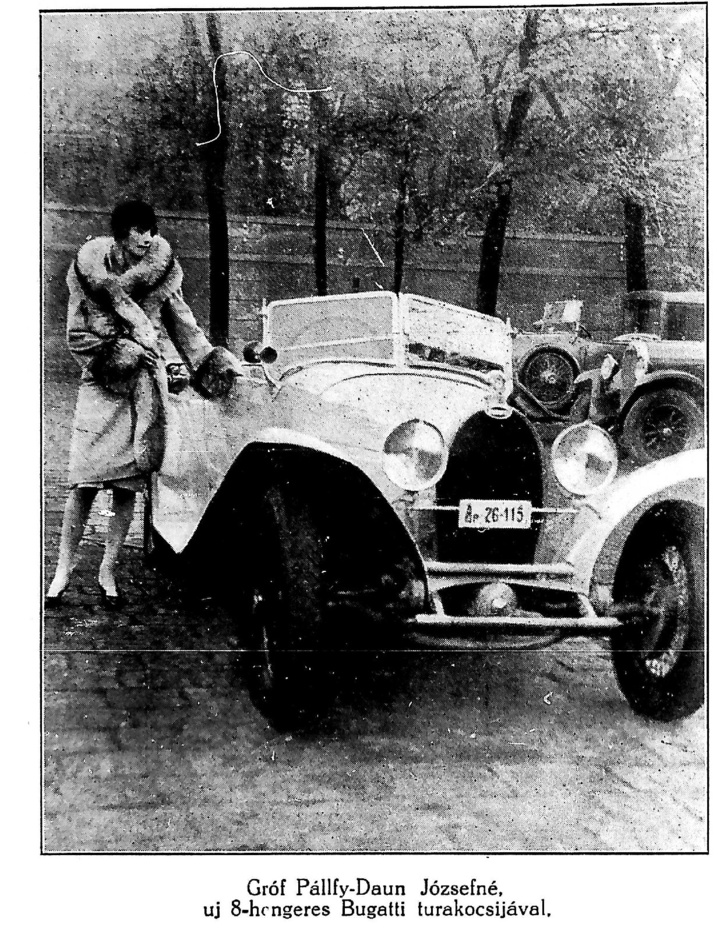 Gróf Pálffy-Daun Józsefné és az ő Bugattija