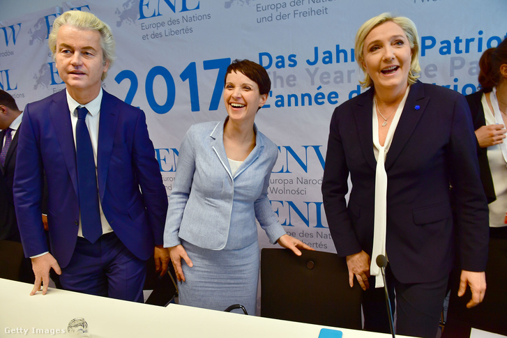 Jobboldali pártvezérek találkozója idén januárban: Geert Wilders (Hollandia), Frauke Petry (Németország) és Marine Le Pen (Franciaország)