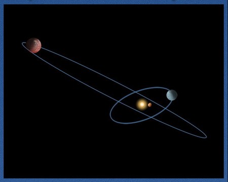 Fantáziakép az υ Andromedae bolygórendszeréről (NASA/ESA/A. Feildl, STScI)