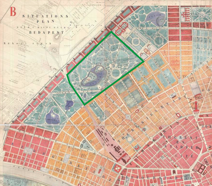 Budapest általános beosztási és rendezési tervének részlete 1872-ből