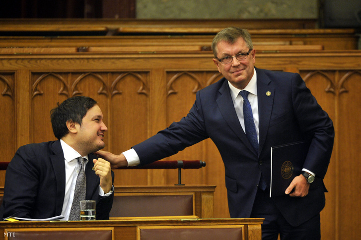 Nagy Márton és Matolcsy György a Parlamentben