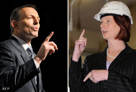A két jelölt: a liberális Tony Abbott és a munkáspárti Julia Gillard