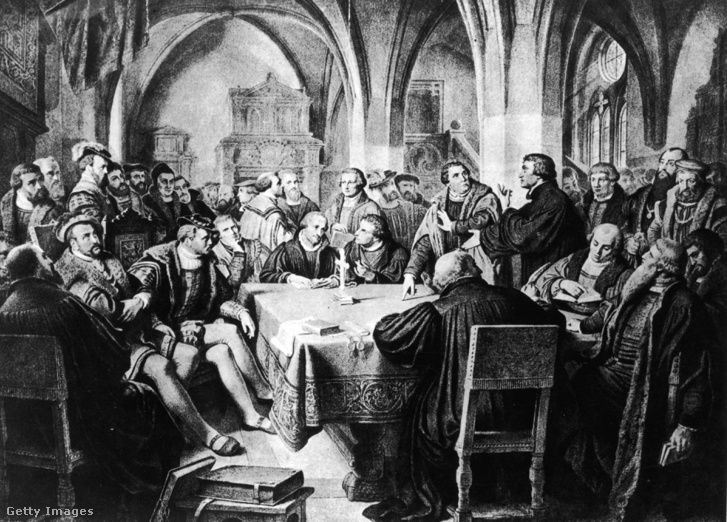 Luther Márton és a reformáció más alakjai az 1529-ben Marburgban rendezett nyilvános hitvitán