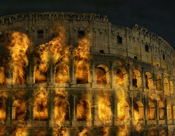 Az égő Colosseum látványterve