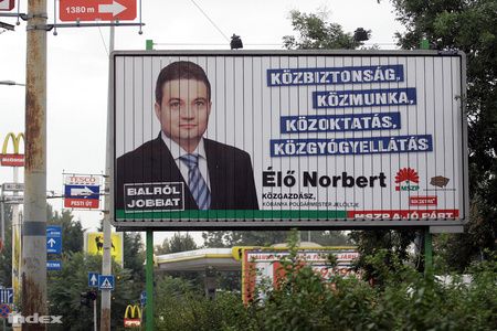 Élő Norbert, X. kerületi (Kőbánya) polgármesterjelölt óriásplakátja