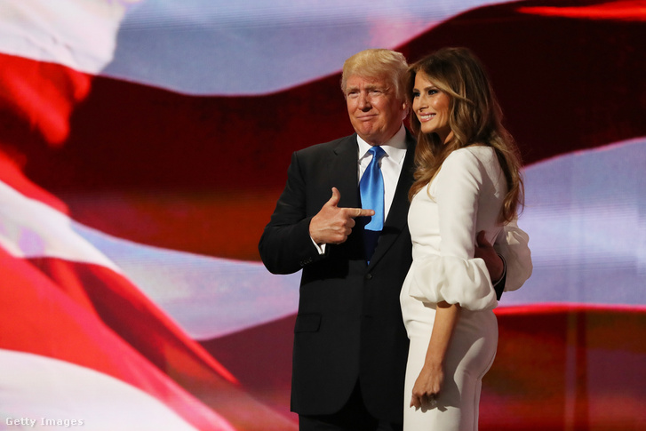 Donald és Melania Trump a Rebulikánus Párt jelöltállító gyűlésén, 2016. július 18-án.