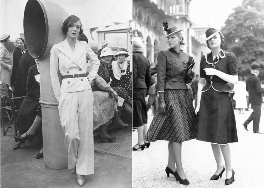 A '30-as években csak egy szűk kör engedhetett a luxusnak. A nők az egyszerű ruhadarabokat kiegészítőkkel dobták fel. Az A vonalú szoknya volt a hatalmas kedvenc, most pedig újra közkedvelt. Ekkor jött divatba a nadrág is.