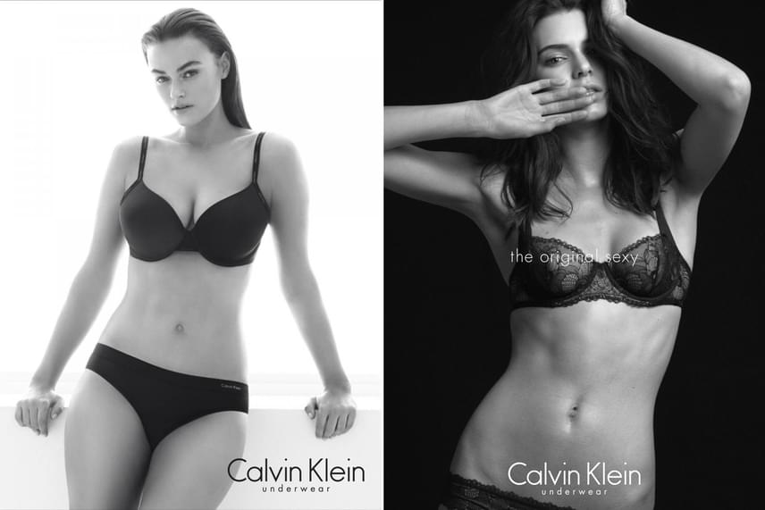 
                        	Egy másik kampányhoz hasonlítva jól látható, hogy Myla valóban nőiesebb idomokkal rendelkezik, mint a Calvin Klein reklámarcai általában, ám egyáltalán nem olyan párnás, mint a többi ducimodell. Myla magát éppen ezért in-between, azaz köztes modellként jellemzi, hiszen M-es méreteivel nem illik egyik súlycsoportba sem.