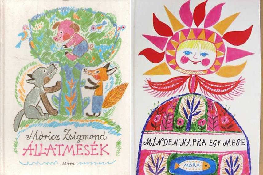 
                        	Hasonló rajzokkal készült Móricz Zsigmond Állatmesék című kötete, amely sok-sok tanulságos történetet foglalt magában. A Minden napra egy mese című könyvet is örömmel forgattuk, színes borítója is máig az emlékeinkben maradt.