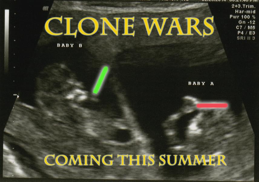 	Klónok harca - ikerbabákat bejelentő filmplakát a Trónok harca után szabadon.