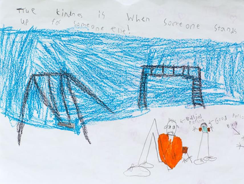 
                        	Az igazi kedvesség az, amikor kiállunk a másikért, magyarázta rajzát a nyolcéves Oren.
