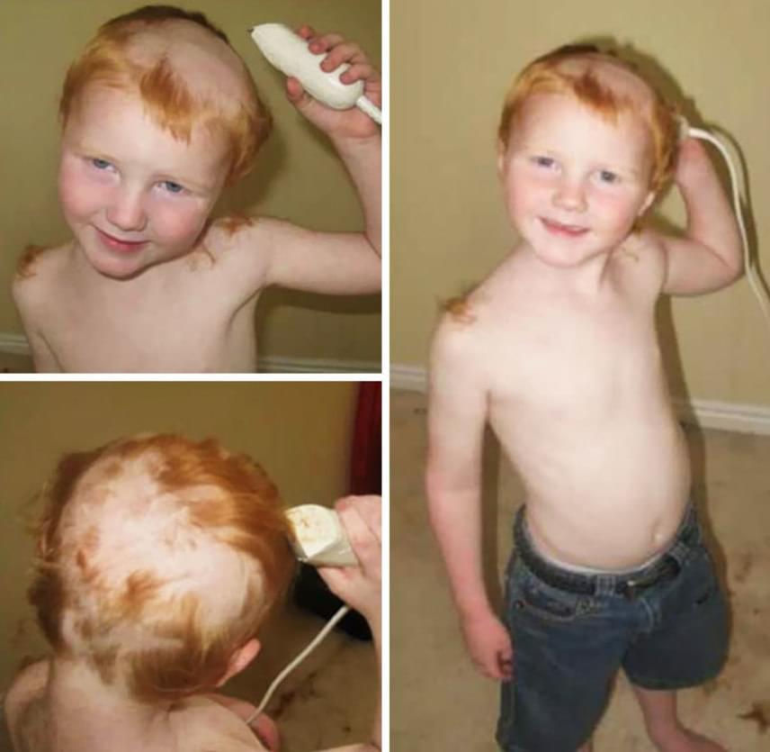 	Megtépett kiskakast csinált magából a vörös hajú kisfiú: amilyen szép a hajszíne, annyira sajnálhatták a szülei.