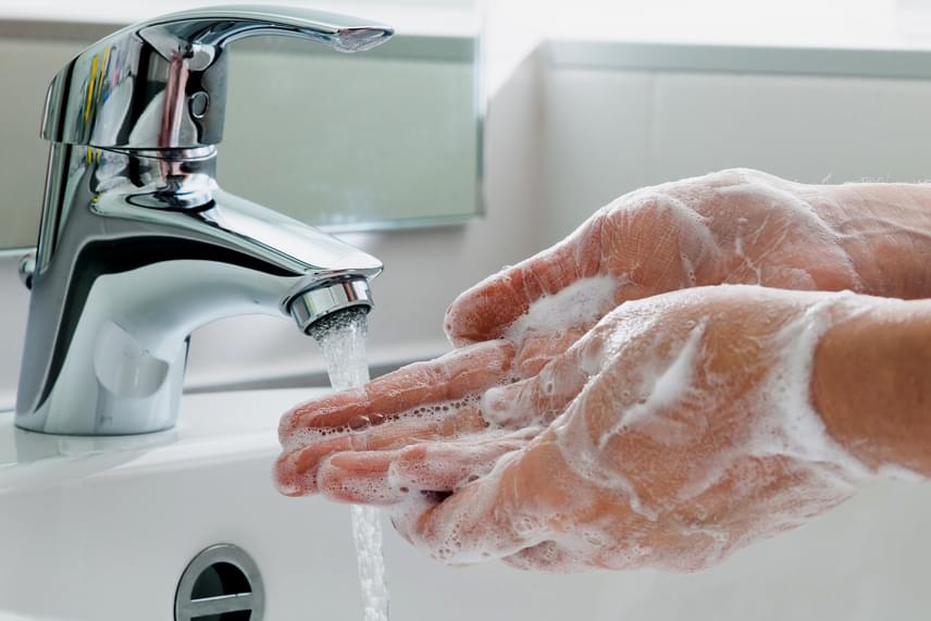 
                        	Rendszeresen fertőtlenítsd a kezedet! A meleg vizes, szappanos kézmosás megállítja a vírus terjedését, a kiegészítő kézfertőtlenítés pedig elpusztítja a kórokozókat.