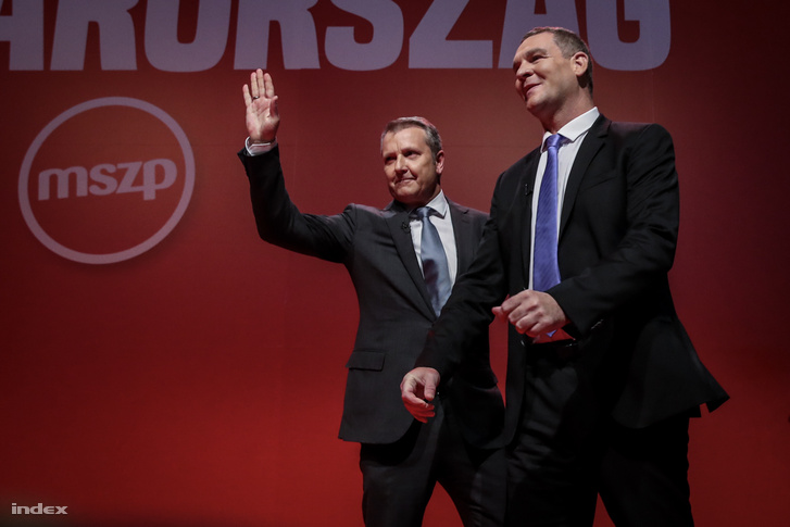 Molnár Gyula, az MSZP elnöke és Botka László, a párt miniszterelnök-jelöltje
