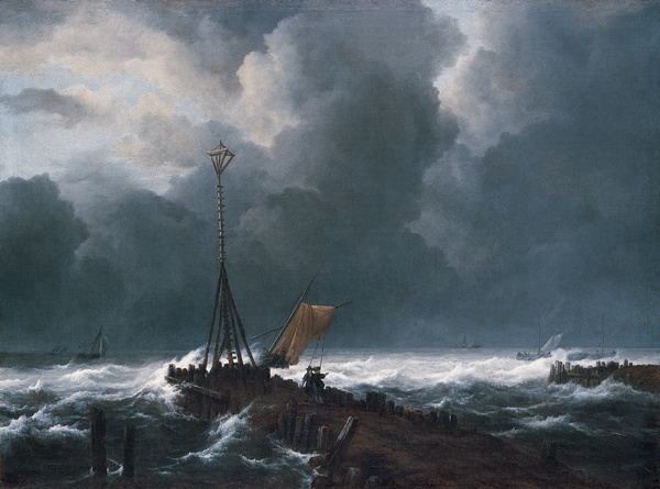 Jacob van Ruisdael: Erős vihar egy mólónál (1650 körül)