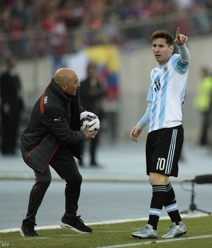 Lionel Messi és Jorge Sampaoli