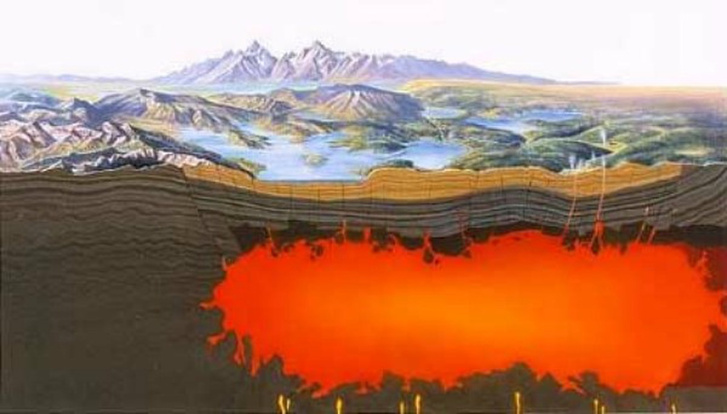 A park alatti vulkán ábrázolása