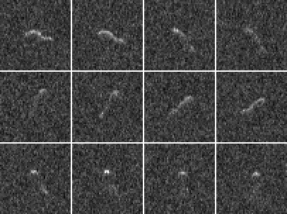 A 103P/Hartley 2-üstökös magjáról 2010. október 25-27. során készült radarképek (NAIC, National Astronomy and Ionospheric Center, Arecibo Observatory).