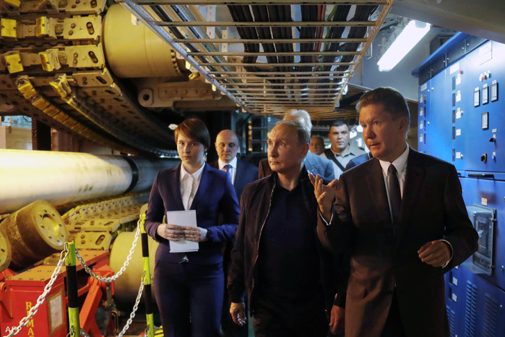 Vlagyimir Putyin és Alekszej Miller, a Gazprom vezetője