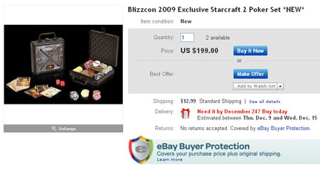 Starcarft pókerszet az Ebayen, tetszőleges rajongót egy életre a lekötelezettünkké tehetünk vele