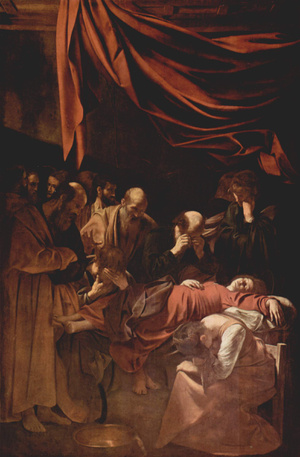 Caravaggio ezzel, a Mária halála (1606) című képpel okozta a legnagyobb botrányt. Nem elég, hogy Krisztus anyjának halálát minden pátosz nélkül ábrázolta, a modellnek felkért nő Róma egyik legismertebb prostituáltja volt.