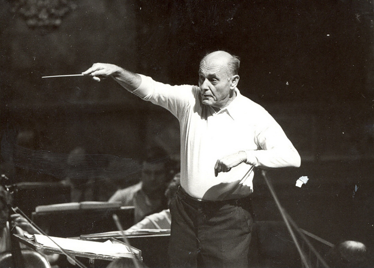 Solti György a Magyar Állami Operaház hangversenyének próbáján, 1985. november