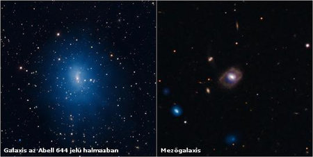 baloldali panelen látható galaxis egy tőlünk 920 millió fényévre található halmaz tagja, míg a jobboldali panel az 1,1 milliárd fényévre lévő, SDSS J1021+1312 jelű izolált mezőgalaxist mutatja. A kék szín mindkét esetben a röntgensugárzást kódolja. Mindkét objektum centrumában egy nagytömegű, folyamatosan növekvő fekete lyuk, ún. AGN foglal helyet.