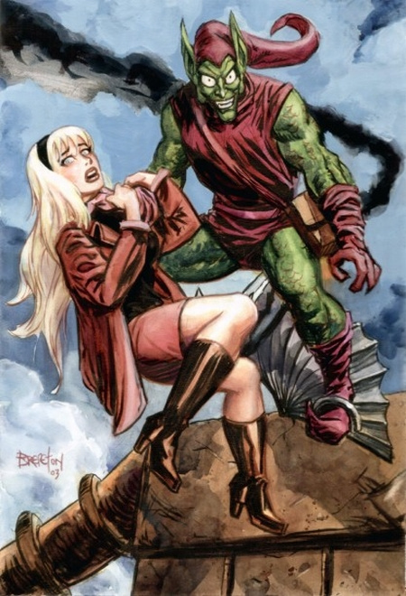 A Zöld manó épp megöli Gwen Stacyt - Dan Brereton illusztrációja (forrás: marvel.wikia.com)