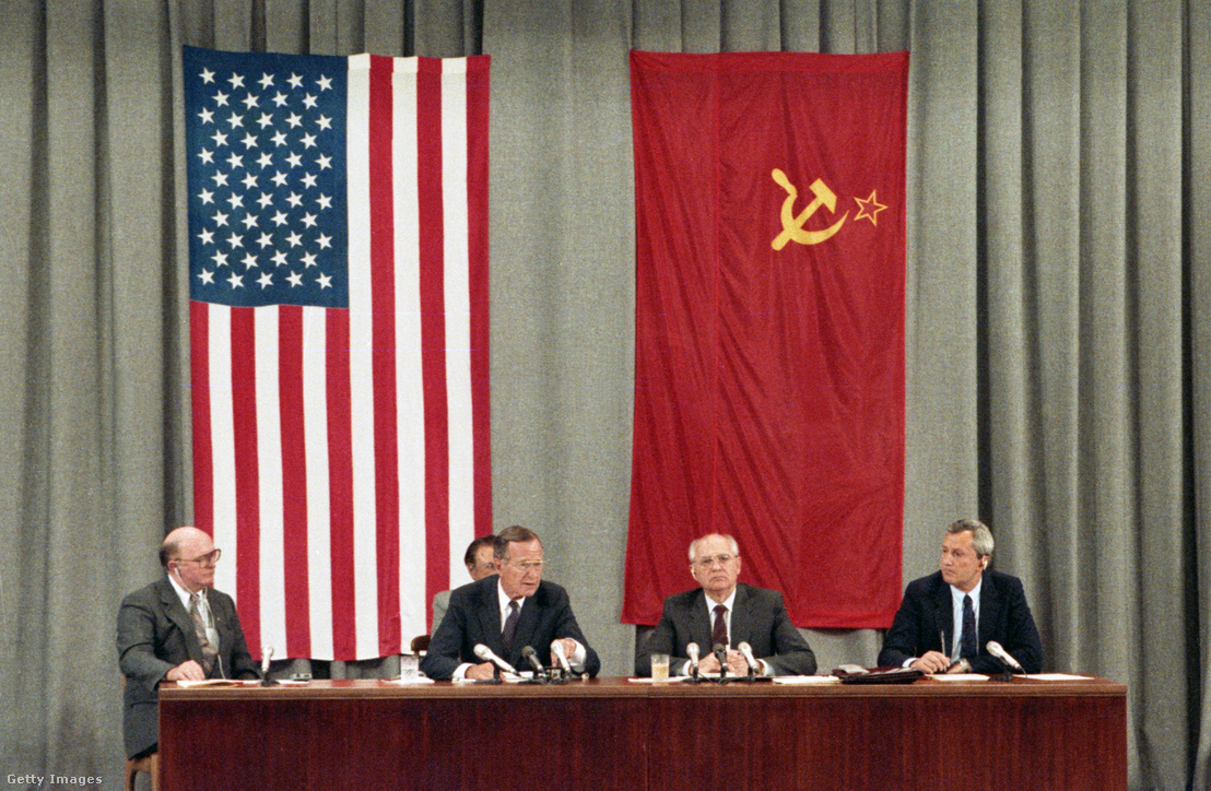 George Bush és Mihail Gorbacsov találkozója 1991-ben Moszkvában
