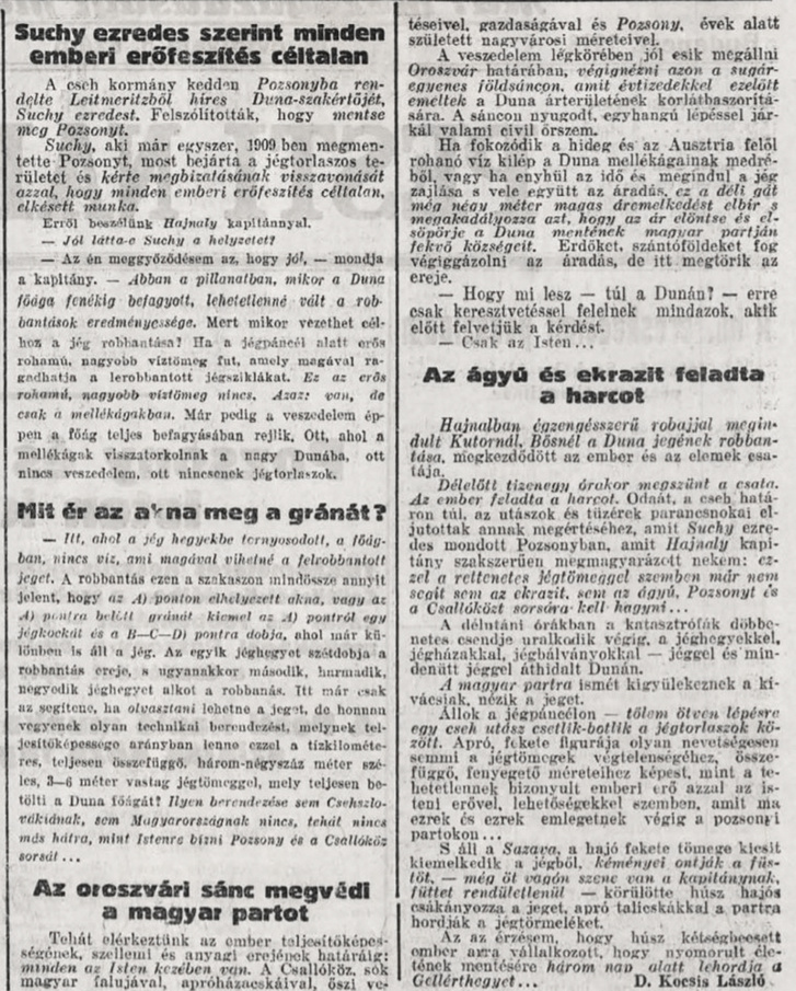 A Pesti Napló 1928. január 28-i cikke