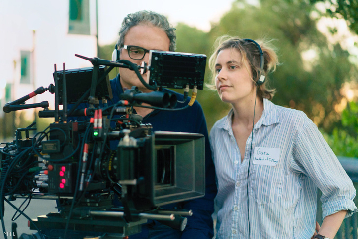 Greta Gerwig a Lady Bird forgatásán