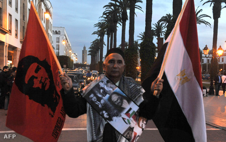 Egy tüntető Rabatban