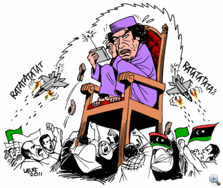 Kadafi karikatúra (Forrás: Carlos Latuff)