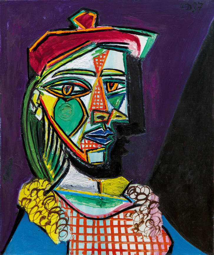 Picasso: Femme au béret et à la robe quadrillée (Marie-Thérèse Walter) (forrás: Wikipedia)