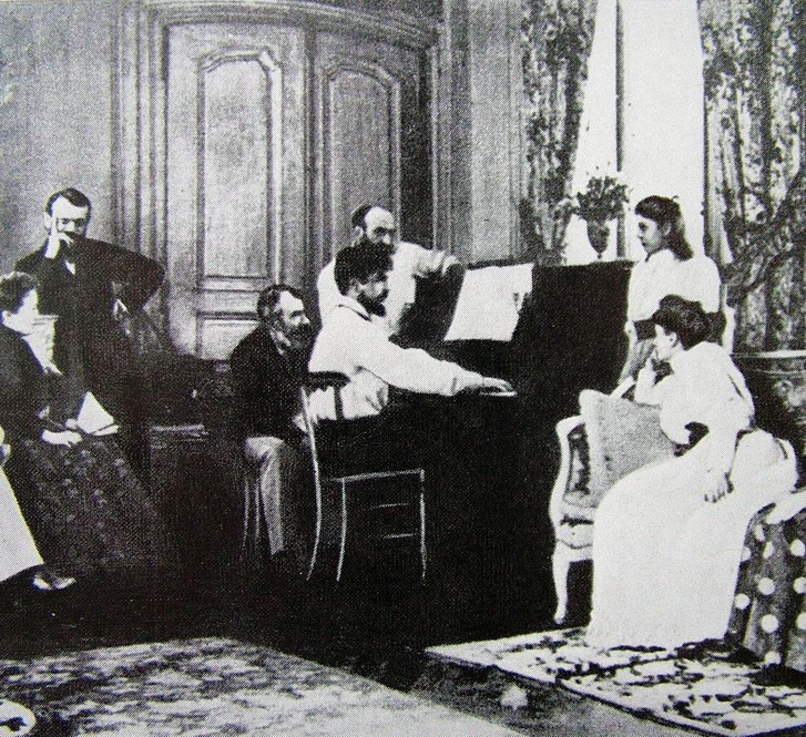 Debussy a zongoránál Ernest Chausson szalonjában, 1893.