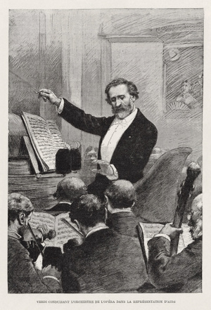 Verdi az Aida vezénylése közben 1880-ban, Párizsban