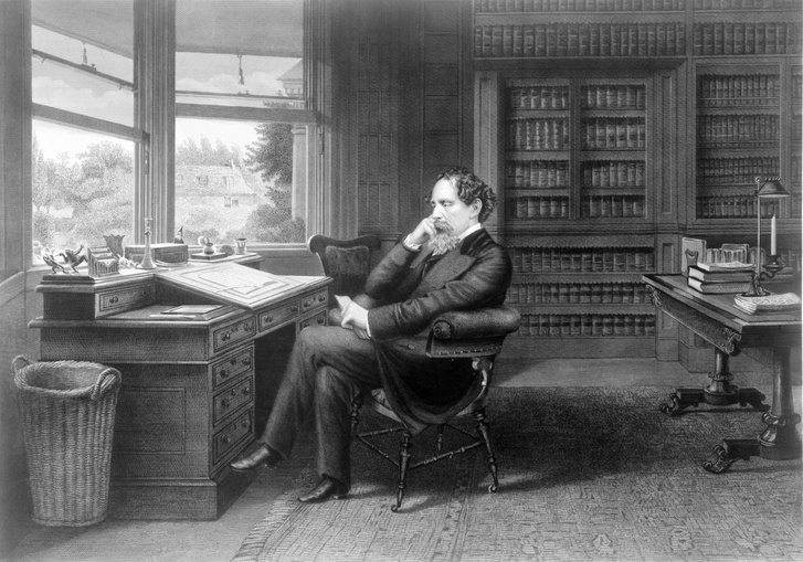 Charles Dickens az íróasztalánál