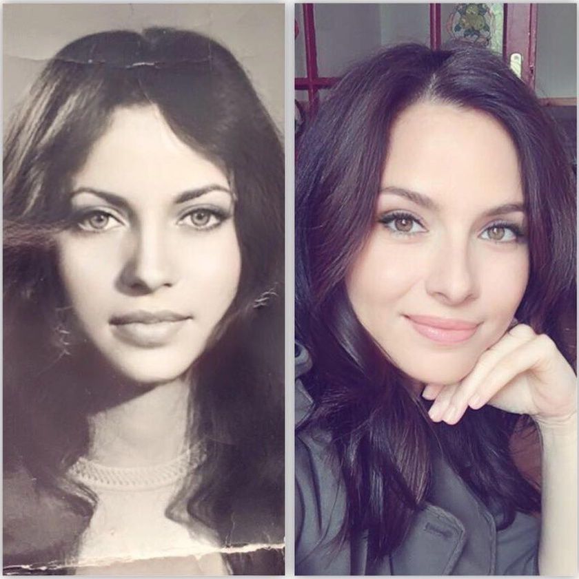 A fekete-fehér fotón Zséda édesanyja látható, a jobb oldalin pedig az énekesnő.