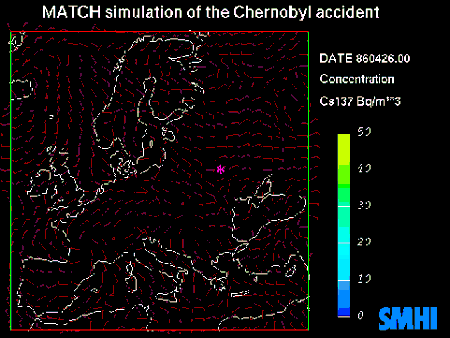 A cézium-137 koncentrációja a levegőben április 26. - május 3.(forrás: reak.bme.hu)