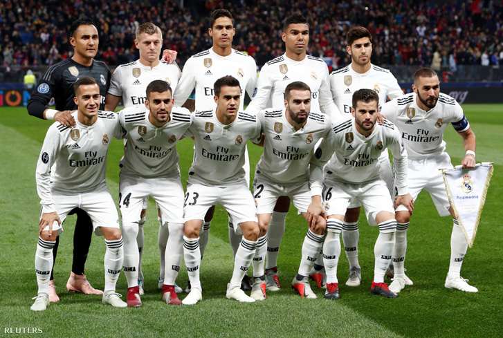 A Real Madrid játékosai a CSZKA Moszkva - Real Madrid mérkőzés előtt 2018. október 2-án.