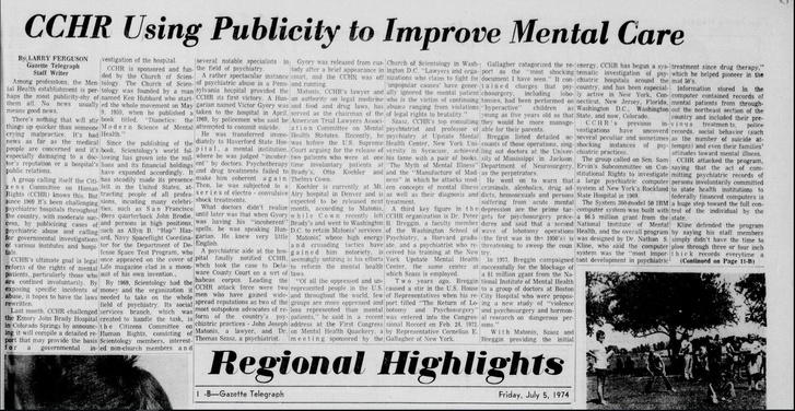 Colorado Springs Gazette 1974-es cikke