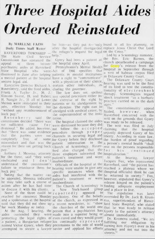 Delaware County Daily Times 1970. január 6-i cikke