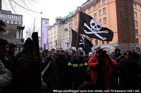 Pirate Bay-párti tüntetés Stockholmban