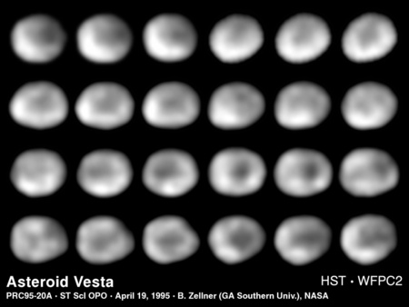 A Hubble fényképei a Vesta 24 arcáról